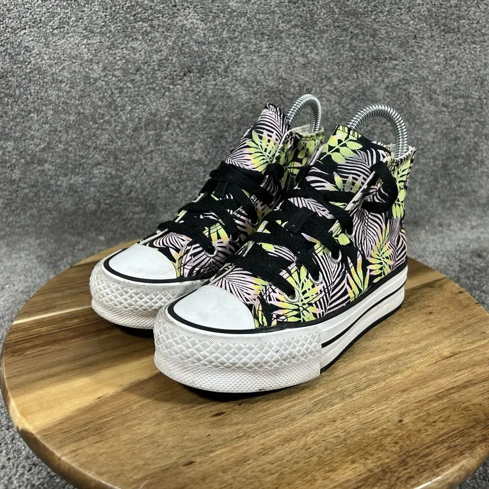 Converse CTAS Eva Lift High A00446F Youth Size 12 Palm Leaf Platform Shoes Used